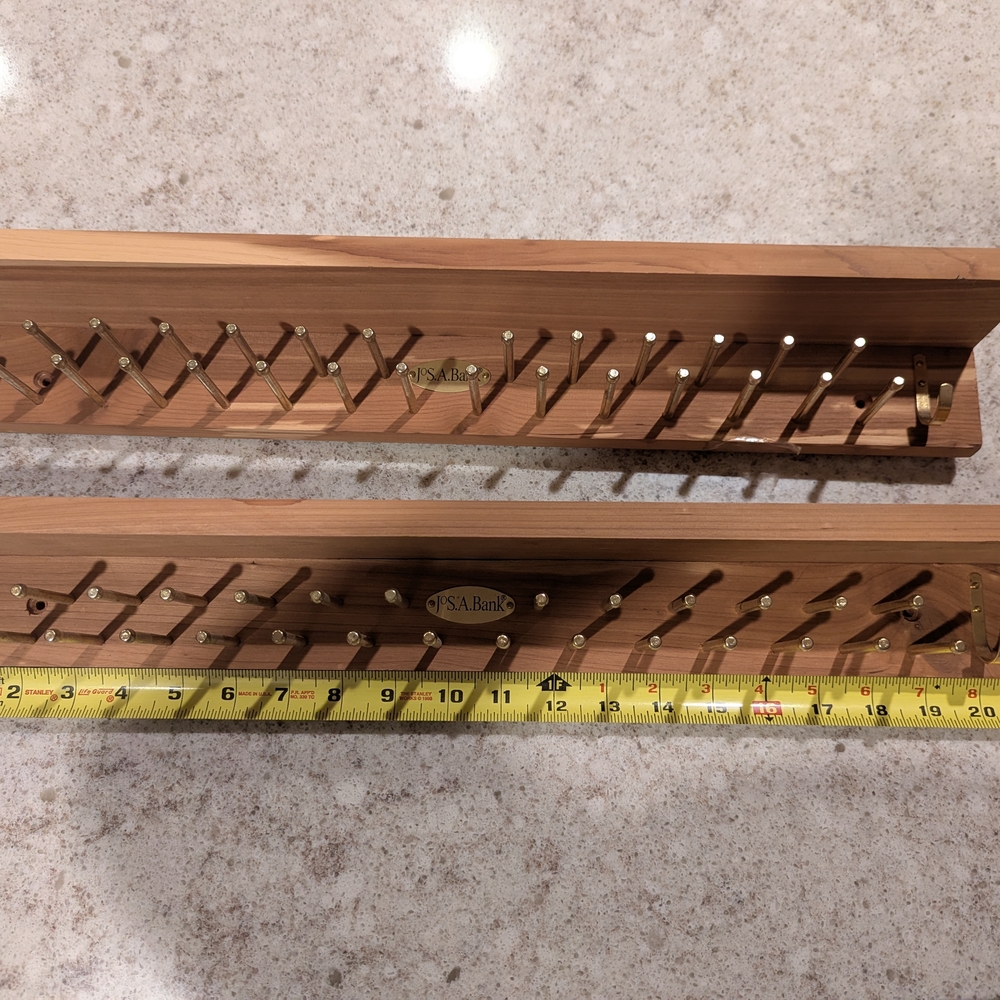 Jos. A. Bank Wooden Tie Organizer with Brass Pegs